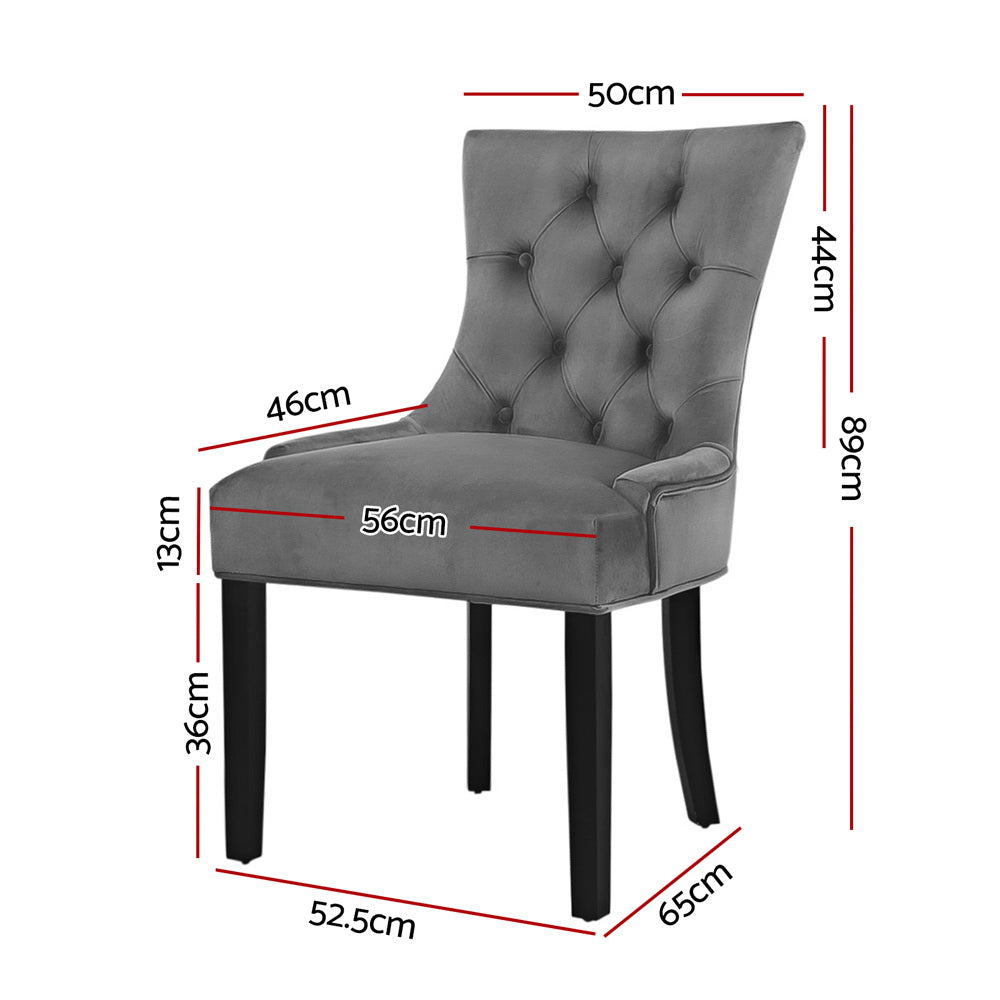 Artiss Dining Chairs Set of 2 Velvet French Provincial Grey-Dining Chairs-PEROZ Accessories