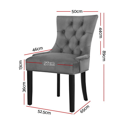 Artiss Dining Chairs Set of 2 Velvet French Provincial Grey-Dining Chairs-PEROZ Accessories