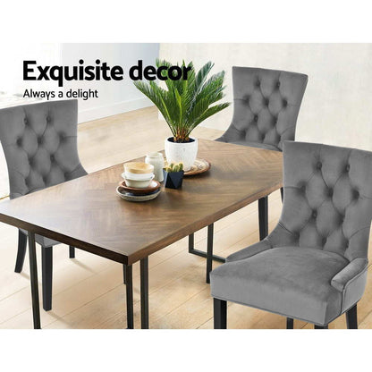 Artiss Dining Chairs Set of 2 Velvet French Provincial Grey-Dining Chairs-PEROZ Accessories