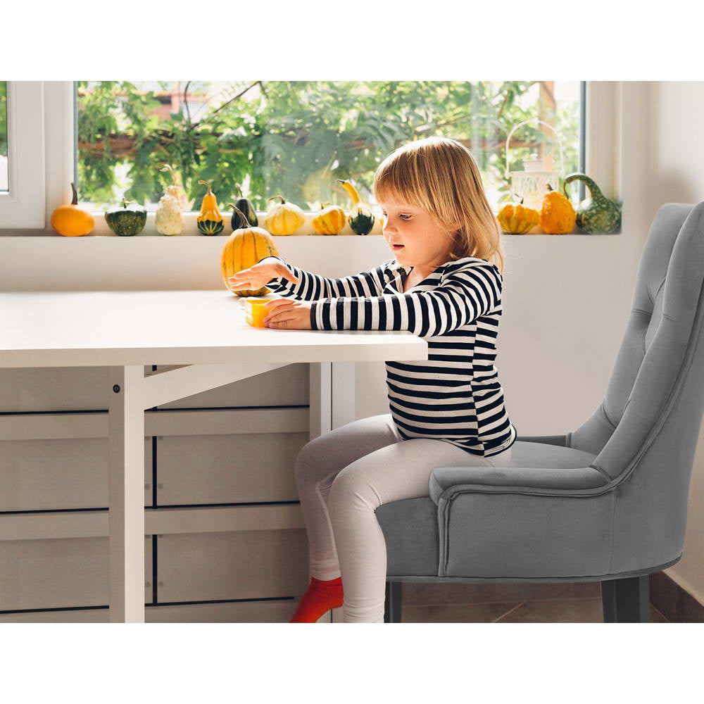 Artiss Dining Chairs Set of 2 Velvet French Provincial Grey-Dining Chairs-PEROZ Accessories
