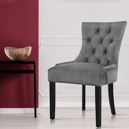 Artiss Dining Chairs Set of 2 Velvet French Provincial Grey-Dining Chairs-PEROZ Accessories