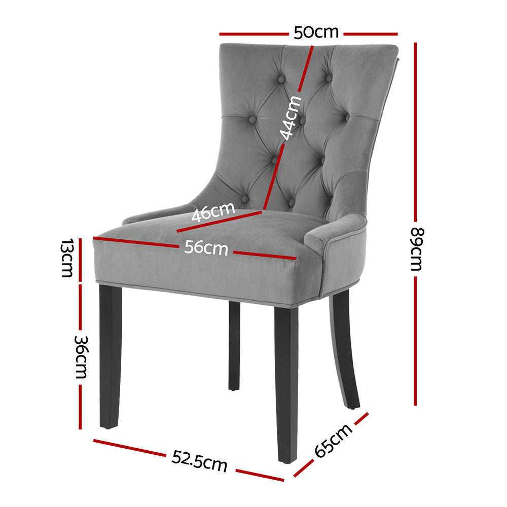 Artiss Dining Chairs Set of 4 Velvet French Provincial Grey-Furniture &gt; Dining &gt; Kitchen &amp; Dining Chairs-PEROZ Accessories