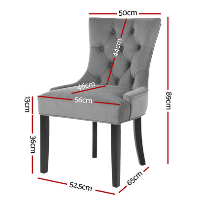 Artiss Dining Chairs Set of 4 Velvet French Provincial Grey-Furniture &gt; Dining &gt; Kitchen &amp; Dining Chairs-PEROZ Accessories