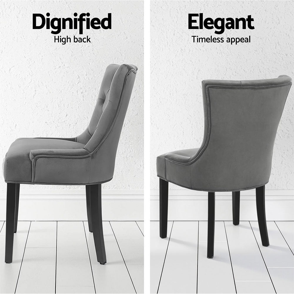Artiss Dining Chairs Set of 4 Velvet French Provincial Grey-Furniture &gt; Dining &gt; Kitchen &amp; Dining Chairs-PEROZ Accessories