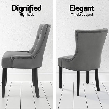 Artiss Dining Chairs Set of 4 Velvet French Provincial Grey-Furniture &gt; Dining &gt; Kitchen &amp; Dining Chairs-PEROZ Accessories