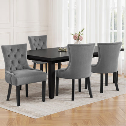 Artiss Dining Chairs Set of 4 Velvet French Provincial Grey-Furniture &gt; Dining &gt; Kitchen &amp; Dining Chairs-PEROZ Accessories