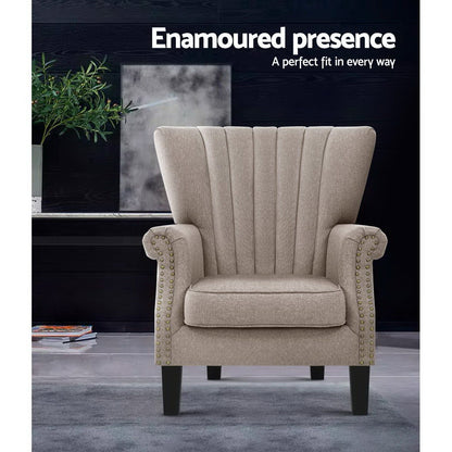 Artiss Armchair Wingback Beige Andrew-Furniture &gt; Living Room-PEROZ Accessories