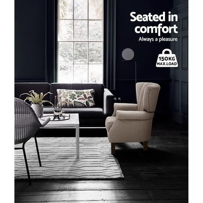 Artiss Armchair Wingback Beige Andrew-Furniture &gt; Living Room-PEROZ Accessories