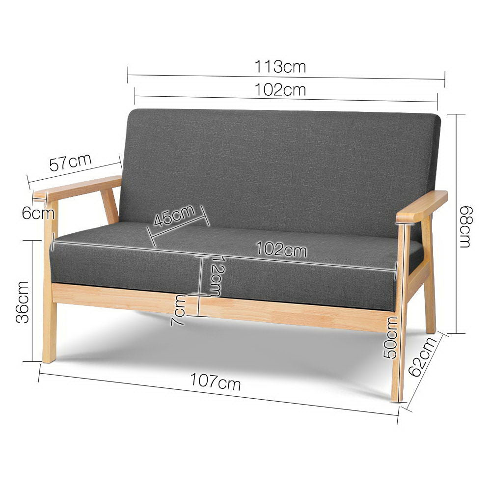 Artiss 2-Seater Sofa Armchair Skane-Furniture &gt; Bar Stools &amp; Chairs-PEROZ Accessories