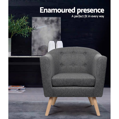Artiss Armchair Tub Chair Grey Adora-Furniture &gt; Living Room-PEROZ Accessories