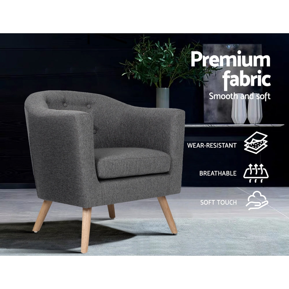 Artiss Armchair Tub Chair Grey Adora-Furniture &gt; Living Room-PEROZ Accessories