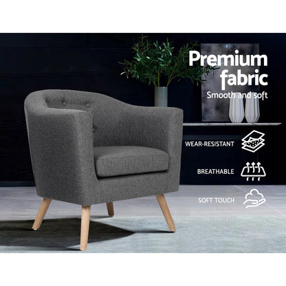 Artiss Armchair Tub Chair Grey Adora-Furniture &gt; Living Room-PEROZ Accessories