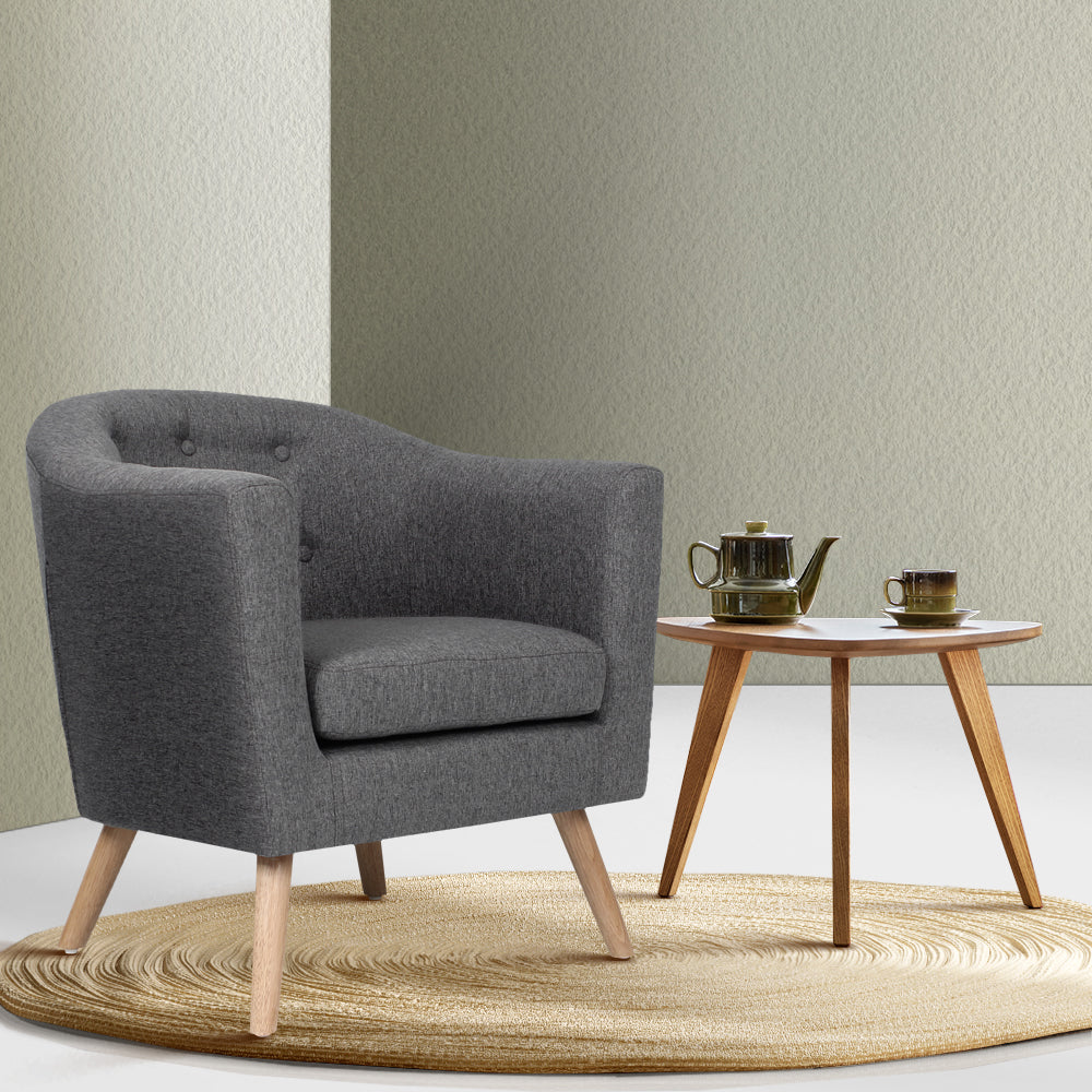 Artiss Armchair Tub Chair Grey Adora-Furniture &gt; Living Room-PEROZ Accessories
