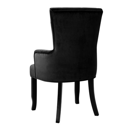 Artiss Dining Chair Velvet French Provincial Armchair Black-Dining Chairs-PEROZ Accessories