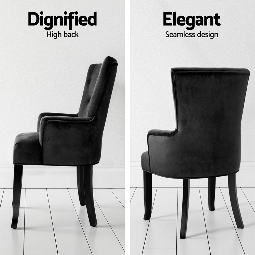 4x Artiss Dining Chairs Velvet French Provincial Armchair Black-Furniture &gt; Bar Stools &amp; Chairs &gt; Arm Chairs &amp; Recliners-PEROZ Accessories