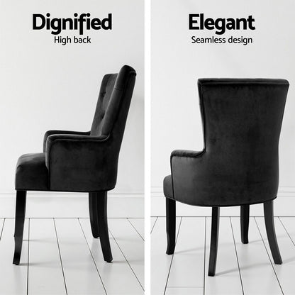 4x Artiss Dining Chairs Velvet French Provincial Armchair Black-Furniture &gt; Bar Stools &amp; Chairs &gt; Arm Chairs &amp; Recliners-PEROZ Accessories