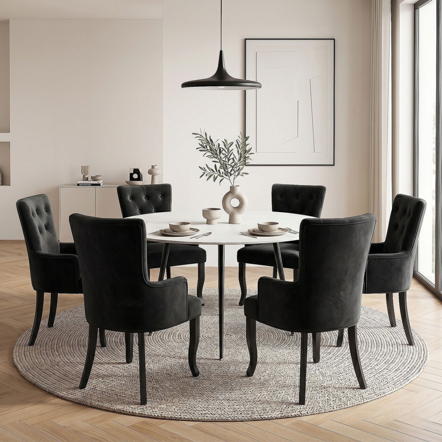 6x Artiss Dining Chairs Velvet French Provincial Armchair Black