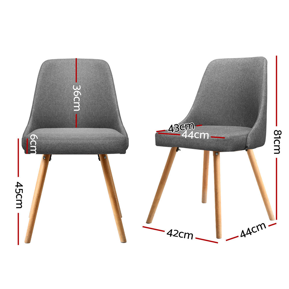 Artiss Dining Chairs Set of 4 Fabric Wooden Grey-Furniture &gt; Dining &gt; Kitchen &amp; Dining Chairs-PEROZ Accessories