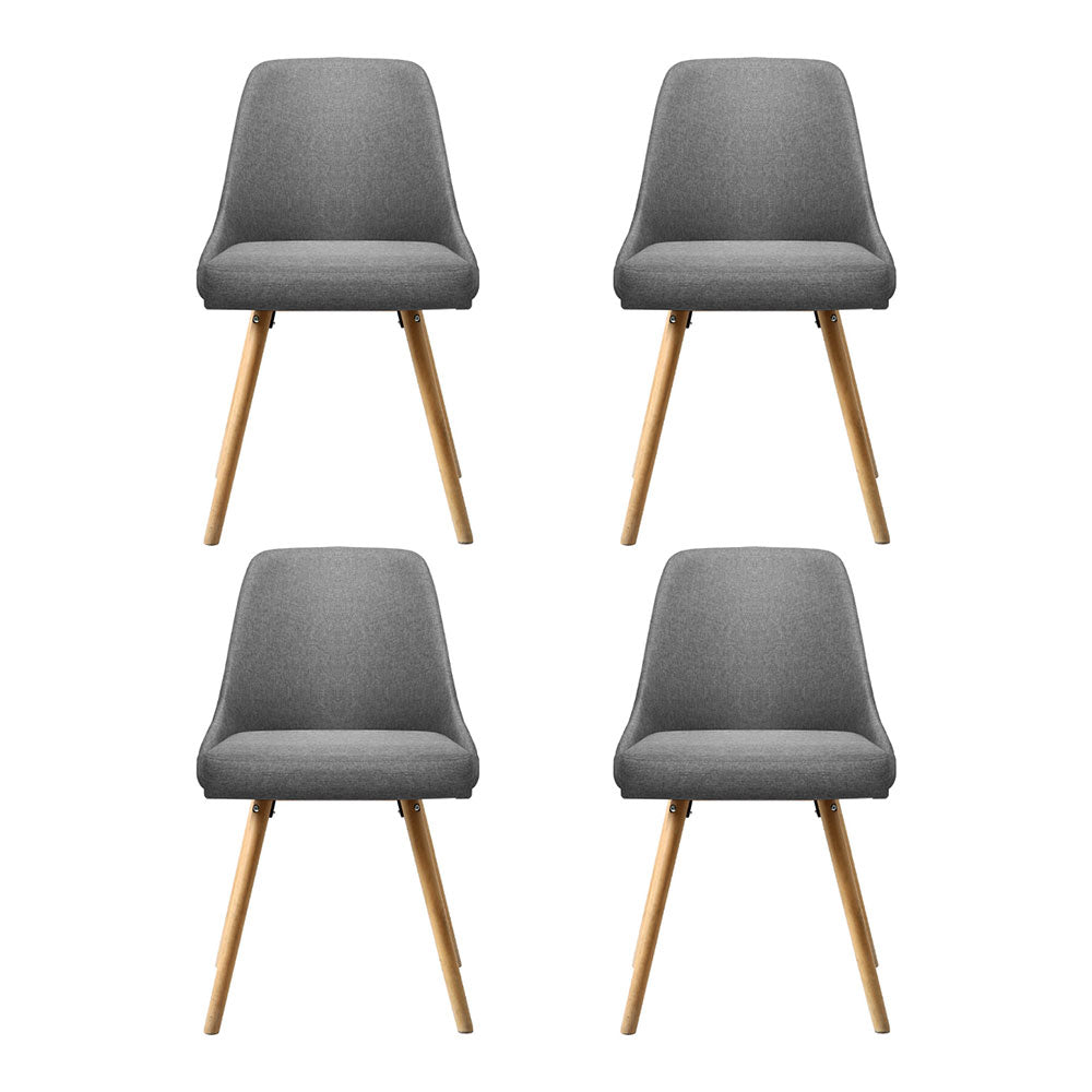 Artiss Dining Chairs Set of 4 Fabric Wooden Grey-Furniture &gt; Dining &gt; Kitchen &amp; Dining Chairs-PEROZ Accessories