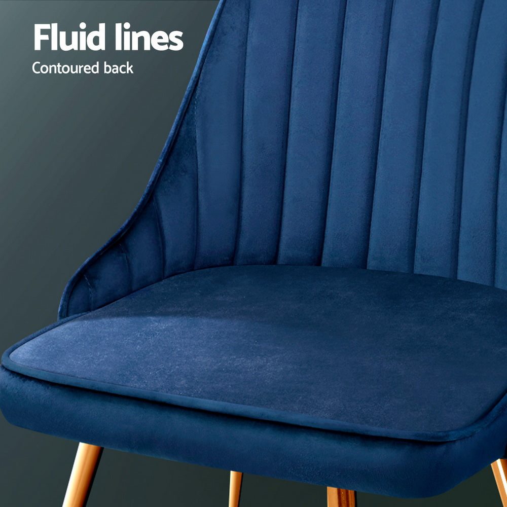 Artiss Dining Chairs Set of 4 Velvet Channel Tufted Blue-Furniture > Dining > Kitchen &amp; Dining Chairs-PEROZ Accessories