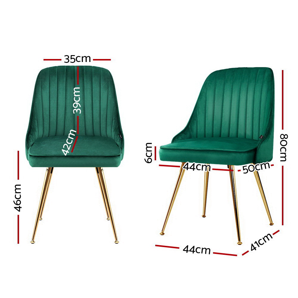 Artiss Dining Chairs Set of 2 Velvet Channel Tufted Green-Dining Chairs-PEROZ Accessories