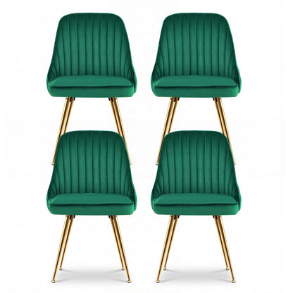 Artiss Dining Chairs Set of 4 Velvet Channel Tufted Green-Furniture > Dining > Kitchen &amp; Dining Chairs-PEROZ Accessories