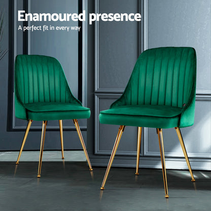 Artiss Dining Chairs Set of 4 Velvet Channel Tufted Green-Furniture > Dining > Kitchen &amp; Dining Chairs-PEROZ Accessories