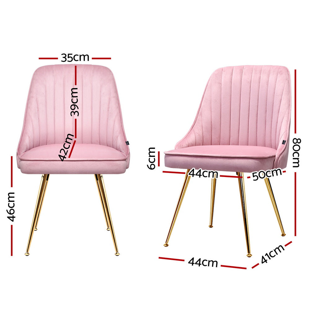 Artiss Dining Chairs Set of 4 Velvet Channel Tufted Pink-Furniture > Dining > Kitchen &amp; Dining Chairs-PEROZ Accessories