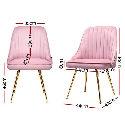 Artiss Dining Chairs Set of 4 Velvet Channel Tufted Pink-Furniture > Dining > Kitchen &amp; Dining Chairs-PEROZ Accessories