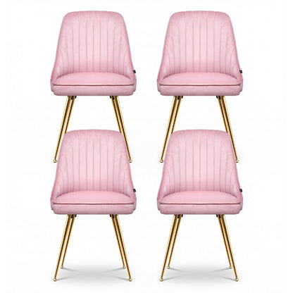 Artiss Dining Chairs Set of 4 Velvet Channel Tufted Pink-Furniture > Dining > Kitchen &amp; Dining Chairs-PEROZ Accessories