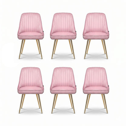 Artiss Dining Chairs Set of 6 Velvet Channel Tufted Pink