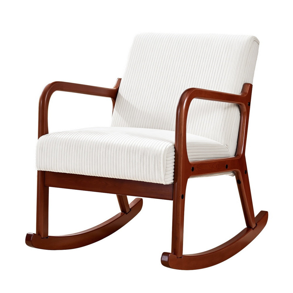 Artiss Rocking Armchair Nursing Chair Corduroy Beige-Furniture &gt; Bar Stools &amp; Chairs &gt; Arm Chairs &amp; Recliners-PEROZ Accessories