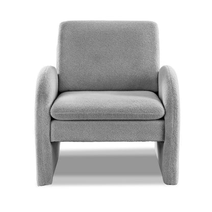 Artiss Armchair Accent Chair Lounge Tub Sofa Couch Curved Arm Seat Boucle Grey-Furniture &gt; Bar Stools &amp; Chairs &gt; Arm Chairs &amp; Recliners-PEROZ Accessories