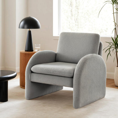 Artiss Armchair Accent Chair Lounge Tub Sofa Couch Curved Arm Seat Boucle Grey-Furniture &gt; Bar Stools &amp; Chairs &gt; Arm Chairs &amp; Recliners-PEROZ Accessories