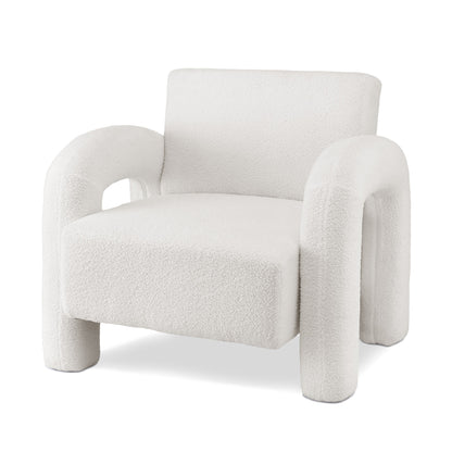 Artiss Armchair Accent Chair Lounge Sofa Couch Curved Seat Boucle White-Furniture &gt; Bar Stools &amp; Chairs &gt; Arm Chairs &amp; Recliners-PEROZ Accessories