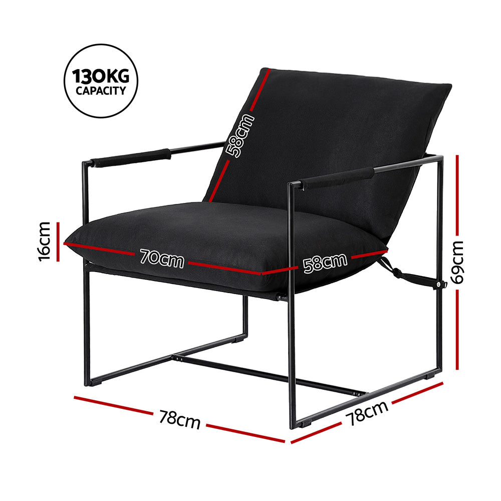 Artiss Armchair Lounge Chair Sling Black-Furniture &gt; Bar Stools &amp; Chairs &gt; Arm Chairs &amp; Recliners-PEROZ Accessories