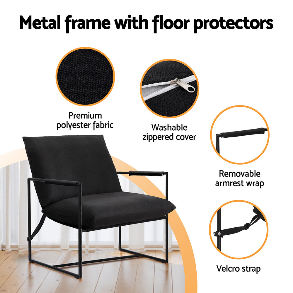 Artiss Armchair Lounge Chair Sling Black-Furniture &gt; Bar Stools &amp; Chairs &gt; Arm Chairs &amp; Recliners-PEROZ Accessories