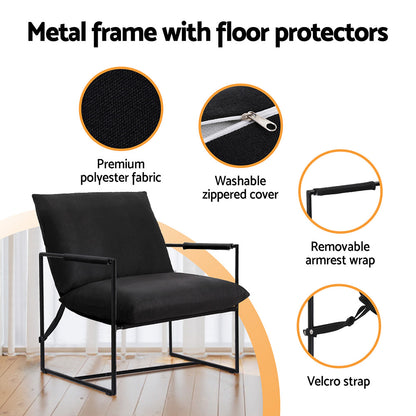 Artiss Armchair Lounge Chair Sling Black-Furniture &gt; Bar Stools &amp; Chairs &gt; Arm Chairs &amp; Recliners-PEROZ Accessories