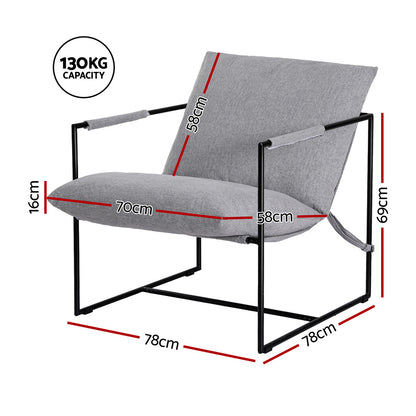 Artiss Armchair Lounge Chair Sling Grey-Furniture &gt; Bar Stools &amp; Chairs &gt; Arm Chairs &amp; Recliners-PEROZ Accessories