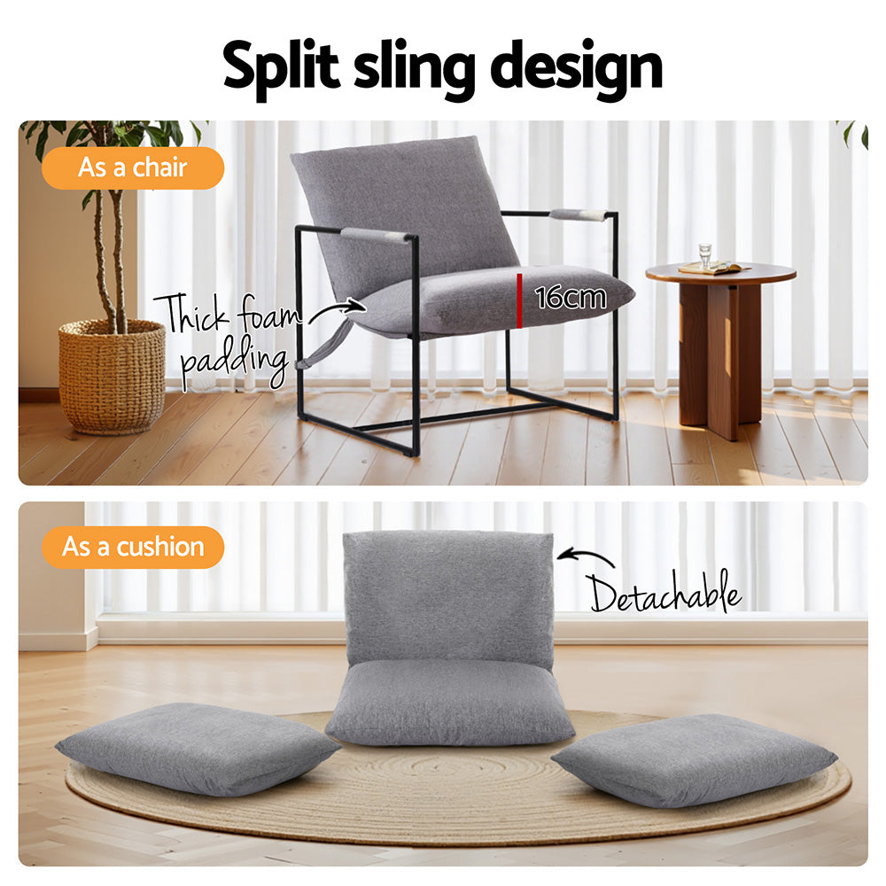 Artiss Armchair Lounge Chair Sling Grey-Furniture &gt; Bar Stools &amp; Chairs &gt; Arm Chairs &amp; Recliners-PEROZ Accessories