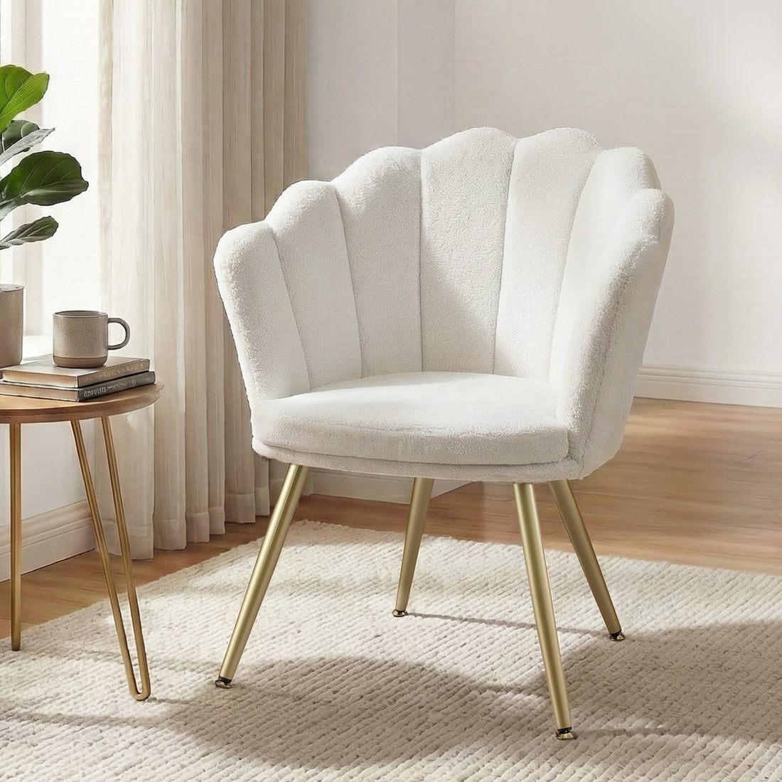 Artiss Armchair Teddy Fleece White Callista-Furniture > Bar Stools &amp; Chairs > Arm Chairs &amp; Recliners-PEROZ Accessories