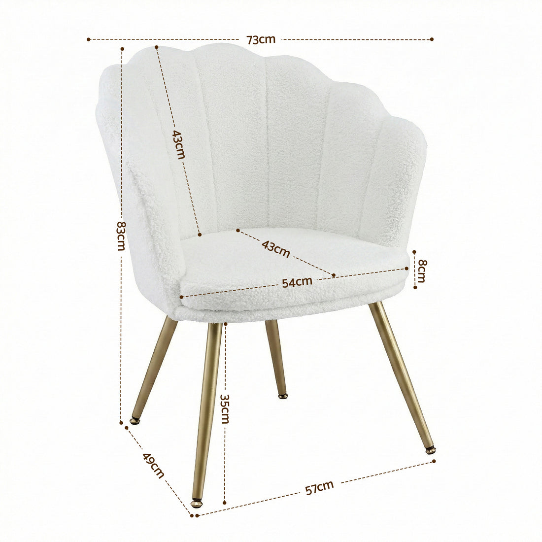 Artiss Armchair Teddy Fleece White Callista-Furniture > Bar Stools &amp; Chairs > Arm Chairs &amp; Recliners-PEROZ Accessories