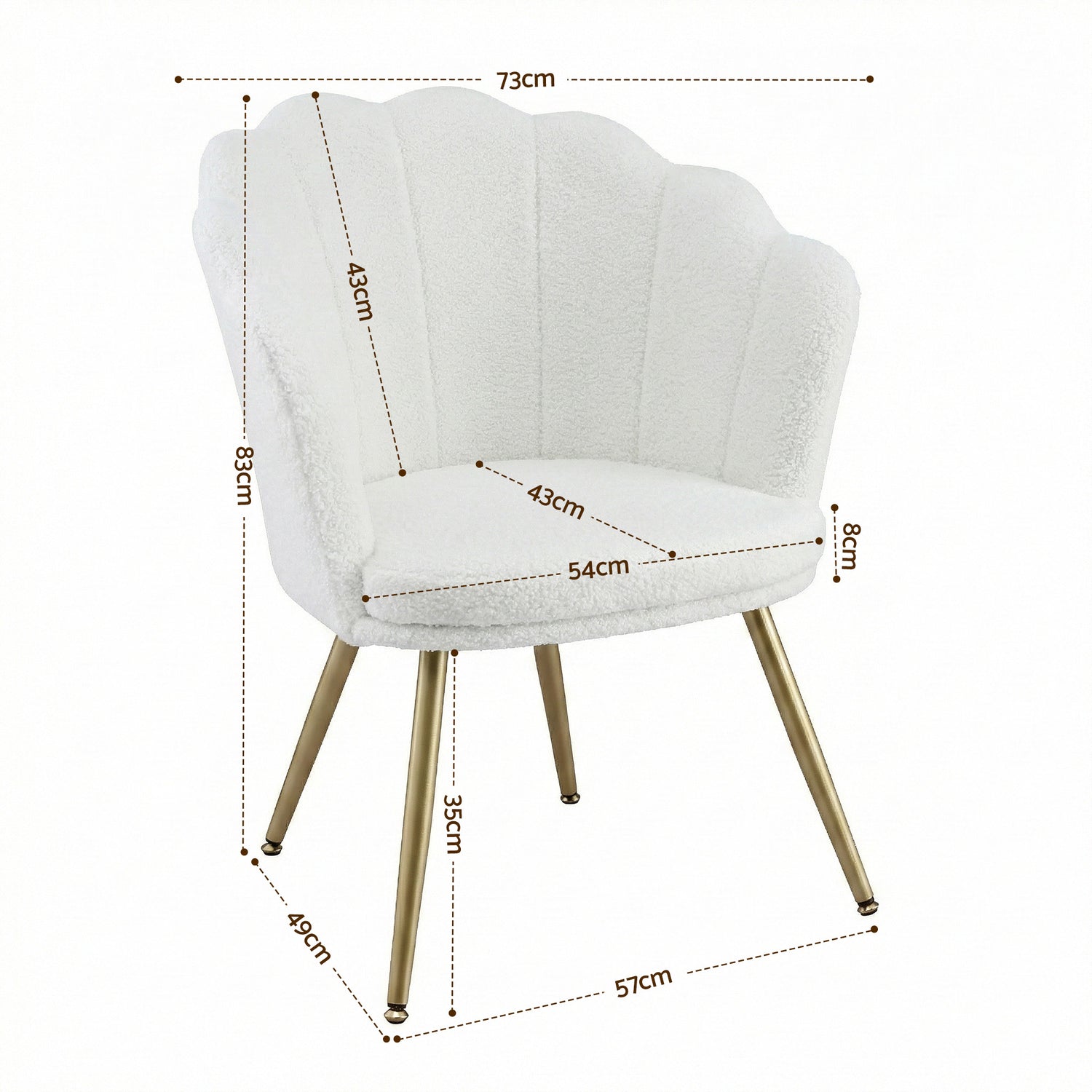 Artiss Armchair Teddy Fleece White Callista-Furniture > Bar Stools &amp; Chairs > Arm Chairs &amp; Recliners-PEROZ Accessories