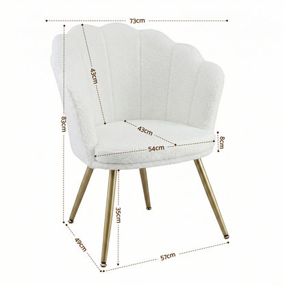 Artiss Armchair Teddy Fleece White Callista-Furniture > Bar Stools &amp; Chairs > Arm Chairs &amp; Recliners-PEROZ Accessories