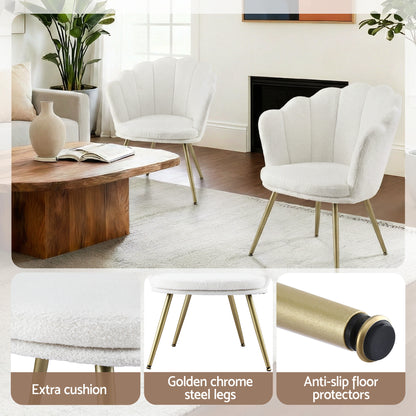 Artiss Armchair Teddy Fleece White Callista-Furniture > Bar Stools &amp; Chairs > Arm Chairs &amp; Recliners-PEROZ Accessories