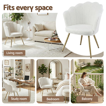 Artiss Armchair Teddy Fleece White Callista-Furniture > Bar Stools &amp; Chairs > Arm Chairs &amp; Recliners-PEROZ Accessories