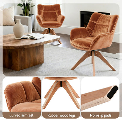 Artiss Swivel Chair Armchair Nursing Velvet Brown-Furniture > Bar Stools &amp; Chairs > Arm Chairs &amp; Recliners-PEROZ Accessories