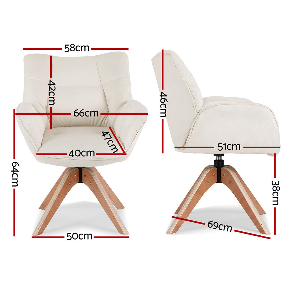 Artiss Swivel Chair Armchair Nursing Velvet White-Furniture > Bar Stools &amp; Chairs > Arm Chairs &amp; Recliners-PEROZ Accessories