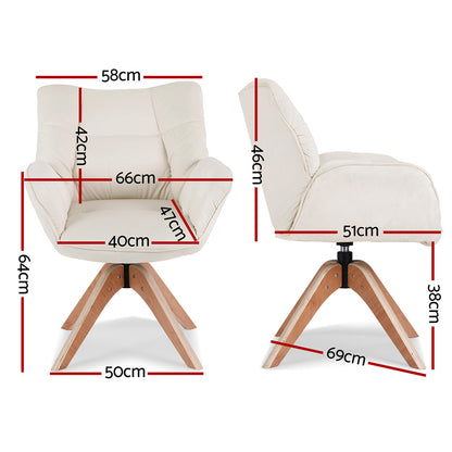 Artiss Swivel Chair Armchair Nursing Velvet White-Furniture > Bar Stools &amp; Chairs > Arm Chairs &amp; Recliners-PEROZ Accessories