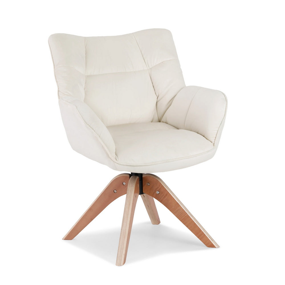 Artiss Swivel Chair Armchair Nursing Velvet White-Furniture > Bar Stools &amp; Chairs > Arm Chairs &amp; Recliners-PEROZ Accessories